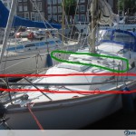 System of dismasting at sea (in red on photo), automatic equipment for jibs (in green on photo)